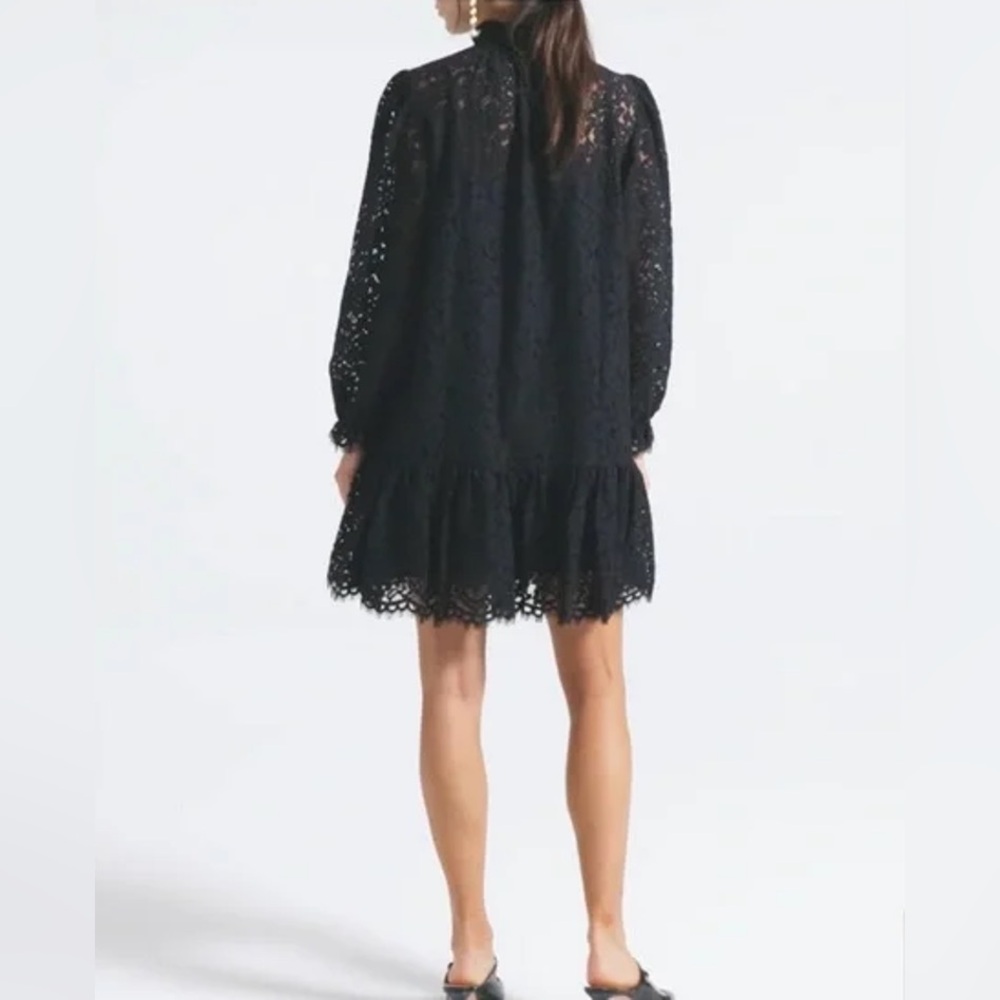 JCrew Ruffle Neck Lace Dress‎ - Picture 5 of 16